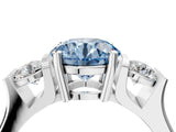 White gold Three-Stone Fancy Blue Round Cut Cut Classic Band Prong Setting Ring_4