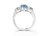 White gold Three-Stone Fancy Blue Round Cut Cut Diamond Engagement Ring with Flat Band and Four-Prong Setting_15
