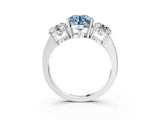 White gold Three-Stone Fancy Blue Round Cut Cut Diamond Engagement Ring with Flat Band and Four-Prong Setting_15