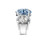 White gold Three-Stone Fancy Blue Round Cut Cut Diamond Engagement Ring with Flat Band and Four-Prong Setting_17