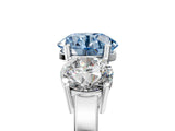 White gold Three-Stone Fancy Blue Round Cut Cut Diamond Engagement Ring with Flat Band and Four-Prong Setting_18