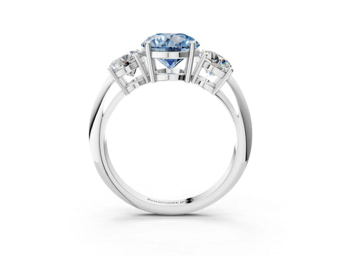 White gold Three-Stone Fancy Blue Round Cut Cut Diamond Engagement Ring with Prong Setting on a White Gold Band_27