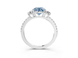 White gold Three-Stone Fancy Blue Round Cut Cut Diamond Pavé Band with Prong Setting_48