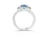 White gold Three-Stone Fancy Blue Round Cut Cut Diamond Pavé Band with Prong Setting_54