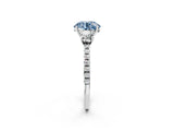 White gold Three-Stone Fancy Blue Round Cut Cut Diamond Pavé Band with Prong Setting_77