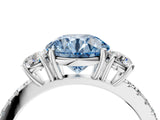 White gold Three-Stone Fancy Blue Round Cut Cut Diamond Pavé Band with Prong Setting_79