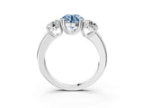 White gold Three-Stone Fancy Blue Round Cut Cut Diamond Ring with Channel Set Band and Four-Prong Setting_15