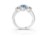 White gold Three-Stone Fancy Blue Round Cut Cut Diamond Ring with Channel Set Band and Four-Prong Setting_16