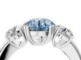 White gold Three-Stone Fancy Blue Round Cut Cut Diamond Ring with Channel Set Band and Four-Prong Setting_16