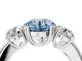 White gold Three-Stone Fancy Blue Round Cut Cut Diamond Ring with Channel Set Band and Four-Prong Setting_40