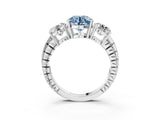 White gold Three-Stone Fancy Blue Round Cut Cut Diamond Ring with Channel-Set Band and Prong Setting_3