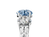 White gold Three-Stone Fancy Blue Round Cut Cut Diamond Ring with Channel-Set Band and Prong Setting_5