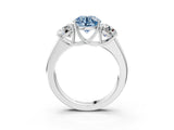 White gold Three-Stone Fancy Blue Round Cut Cut Diamond Ring with Prong Setting and Classic Band_15