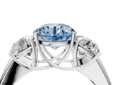 White gold Three-Stone Fancy Blue Round Cut Cut Diamond Ring with Prong Setting and Classic Band_16