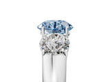 White gold Three-Stone Fancy Blue Round Cut Cut Diamond Ring with Prong Setting and Classic Band_5