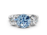 White gold Three-Stone Fancy Blue Round Cut Cut Solitaire Ring with Classic Prong Setting_12