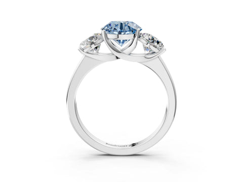 White gold Three-Stone Fancy Blue Round Cut Cut Solitaire Ring with Classic Prong Setting_15