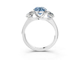 White gold Three-Stone Fancy Blue Round Cut Cut Solitaire Ring with Classic Prong Setting_3
