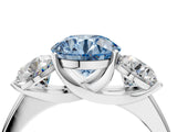 White gold Three-Stone Fancy Blue Round Cut Cut Solitaire Ring with Classic Prong Setting_4