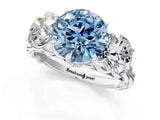 White gold Three-Stone Fancy Blue Round Cut Diamond Braided Band Ring with Four-Prong Setting_33