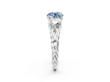 White gold Three-Stone Fancy Blue Round Cut Diamond Braided Band Ring with Four-Prong Setting_34