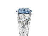 White gold Three-Stone Fancy Blue Round Cut Diamond Braided Band Ring with Four-Prong Setting_57