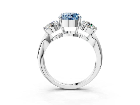 White gold Three-Stone Fancy Blue Round Cut Diamond Channel Set Engagement Ring with Prong Setting_15