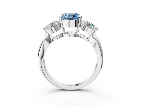 White gold Three-Stone Fancy Blue Round Cut Diamond Channel Set Engagement Ring with Prong Setting_15