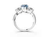 White gold Three-Stone Fancy Blue Round Cut Diamond Channel Set Engagement Ring with Prong Setting_15
