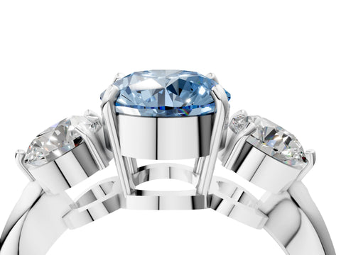 White gold Three-Stone Fancy Blue Round Cut Diamond Channel Set Engagement Ring with Prong Setting_16