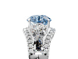 White gold Three-Stone Fancy Blue Round Cut Diamond Engagement Ring with Pave Band and Prong Setting_17