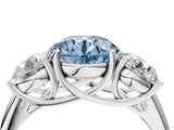 White gold Three-Stone Fancy Blue Round Cut Diamond Engagement Ring with Prong Setting_19