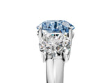 White gold Three-Stone Fancy Blue Round Cut Diamond Engagement Ring with Prong Setting_20