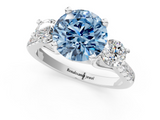 White gold Three-Stone Fancy Blue Round  Cut Diamond Pavé Band with Four-Prong Setting_26