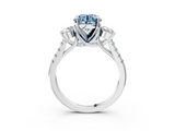 White gold Three-Stone Fancy Blue Round  Cut Diamond Pavé Band with Four-Prong Setting_28