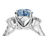 White gold Three-Stone Fancy Blue Round  Cut Diamond Pavé Band with Four-Prong Setting_29