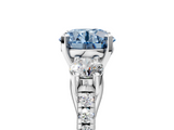 White gold Three-Stone Fancy Blue Round  Cut Diamond Pavé Band with Four-Prong Setting_30