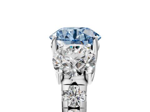 White gold Three-Stone Fancy Blue Round Cut Diamond Pavé Band with Prong Setting_17