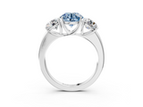White gold Three-Stone Fancy Blue Round  Cut Diamond Ring with Channel-Set Band and Four-Prong Setting_51