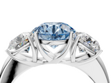 White gold Three-Stone Fancy Blue Round  Cut Diamond Ring with Channel-Set Band and Four-Prong Setting_52