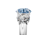White gold Three-Stone Fancy Blue Round  Cut Diamond Ring with Channel-Set Band and Four-Prong Setting_54