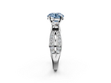 White gold Three-Stone Fancy Blue Round  Cut Diamond Twist Band with Prong Setting_55