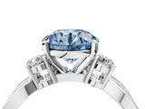 White gold Three-Stone Fancy Blue Round  Cut Diamond Twist Band with Prong Setting_57