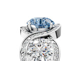 White gold Three-Stone Fancy Blue Round Cut Diamond Wave Pave Band with Prong Setting_5