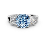 White gold Three-Stone Fancy Blue Round  Cut Solitaire Ring with Prong Setting_3