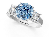 White gold Three-Stone Fancy Blue Round  Cut Solitaire Ring with Prong Setting_4