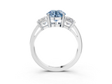 White gold Three-Stone Fancy Blue Round  Cut Solitaire Ring with Prong Setting_6