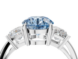 White gold Three-Stone Fancy Blue Round  Cut Solitaire Ring with Prong Setting_7