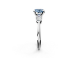White gold Three-Stone Fancy Blue Round  Diamond Ring with Pear Side Stones in Four-Prong Setting_75