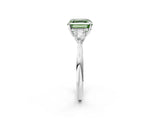 White gold Three-Stone Fancy Green Asscher Cut Brilliant Diamond Solitaire Ring with Tapered Band and Four-Prong Setting_21